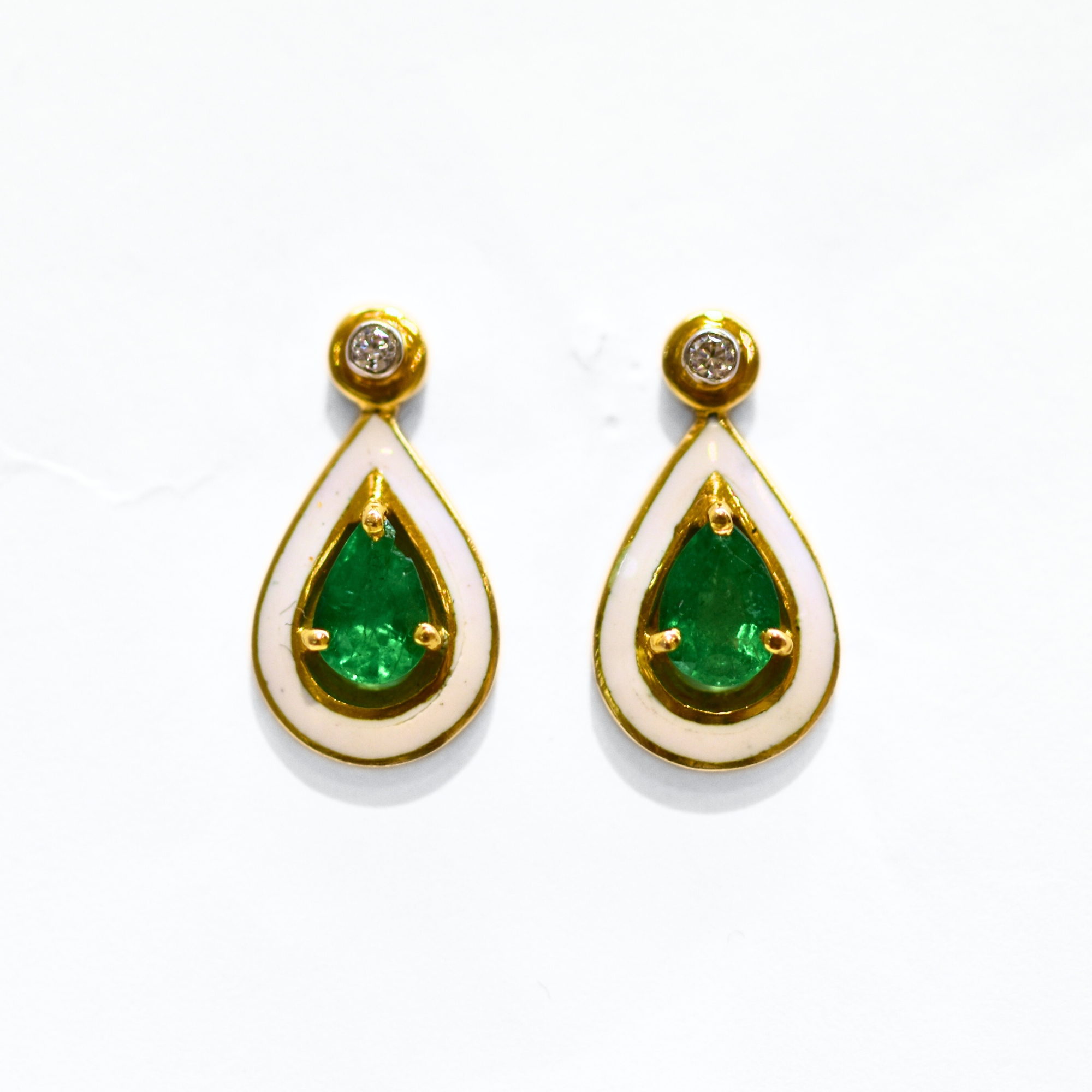 Picture of Emerald & Diamond Studs